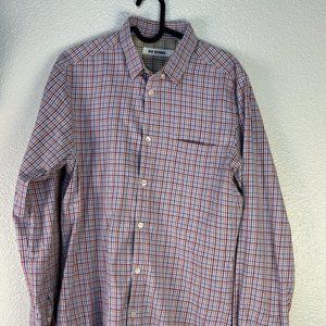 Ben Sherman Pink shirt with brown and blue checkered pattern button down oxford